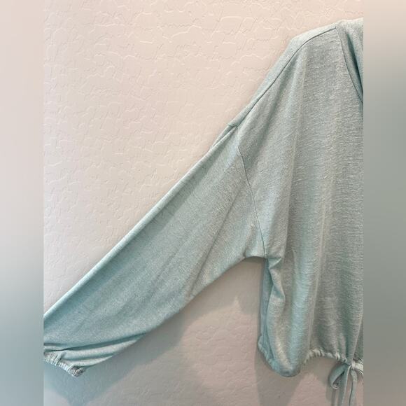 DKNY JEANS | Pale Blue Lightweight Cowl Neck Drawstring Pullover Sweater | XL - Picture 3 of 7